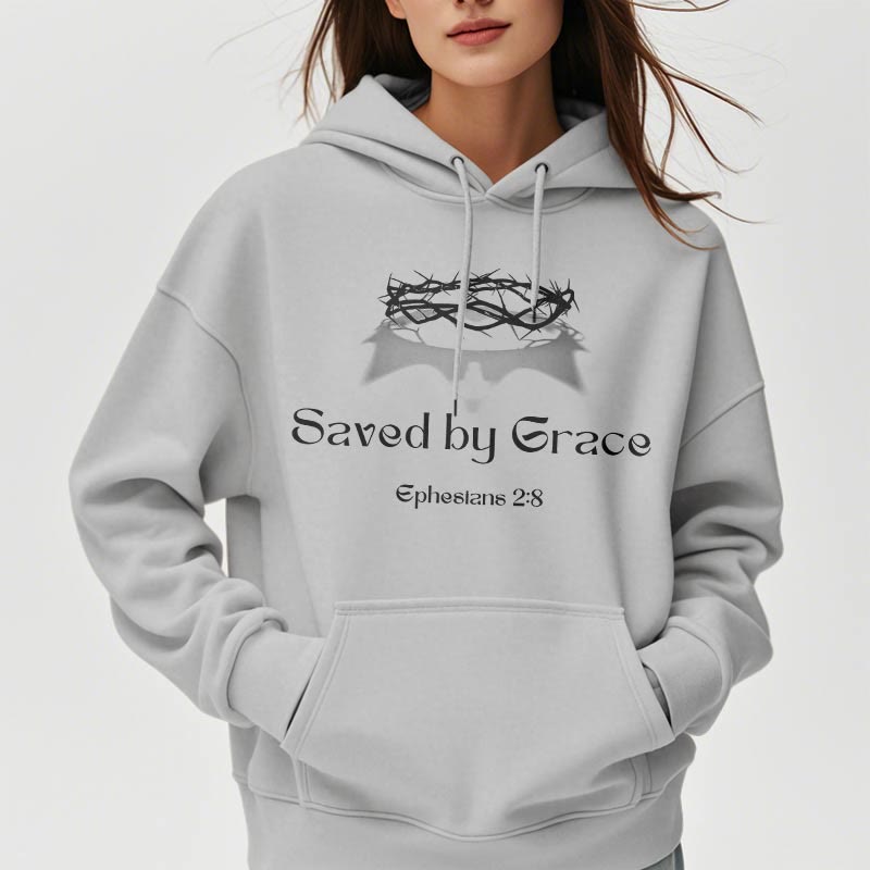Felpa con cappuccio in poliestere foderata in pile con scritta "Salvato da Grace Crown" Christianartworkshop - image 16