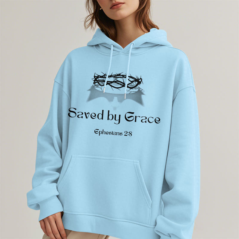 Felpa con cappuccio in poliestere foderata in pile con scritta "Salvato da Grace Crown" Christianartworkshop - image 14