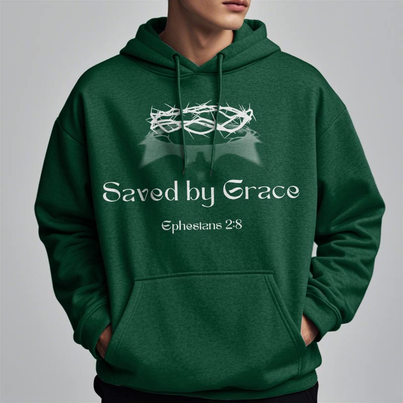 Felpa con cappuccio in poliestere foderata in pile con scritta "Salvato da Grace Crown" Christianartworkshop - image 4