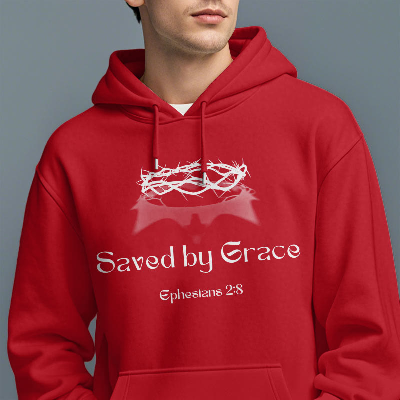Felpa con cappuccio in poliestere foderata in pile con scritta "Salvato da Grace Crown" Christianartworkshop - image 18