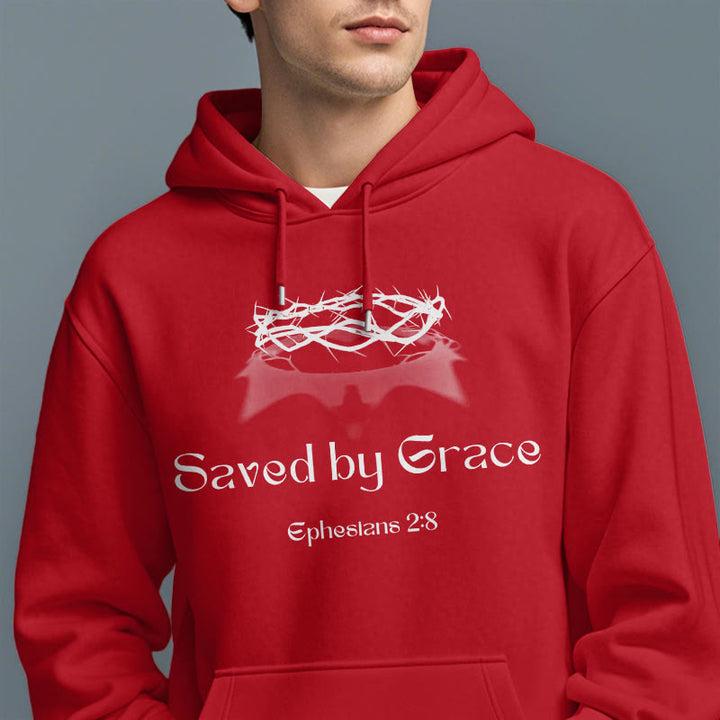 Felpa con cappuccio in poliestere foderata in pile con scritta "Salvato da Grace Crown" Christianartworkshop - image 18