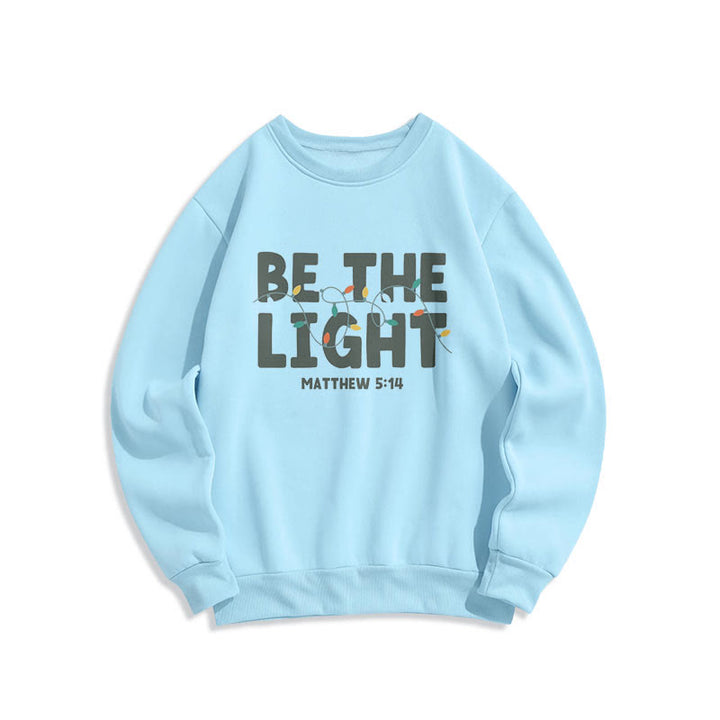 Felpa in poliestere foderata in pile con scritta "Be The Light" Christianartworkshop Quotetion Style - Blu - 2XL - image 14