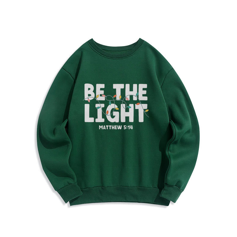 Felpa in poliestere foderata in pile con scritta "Be The Light" Christianartworkshop Quotetion Style - Verde - 2XL - image 12