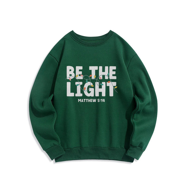 Felpa in poliestere foderata in pile con scritta "Be The Light" Christianartworkshop Quotetion Style - Verde - 2XL - image 12