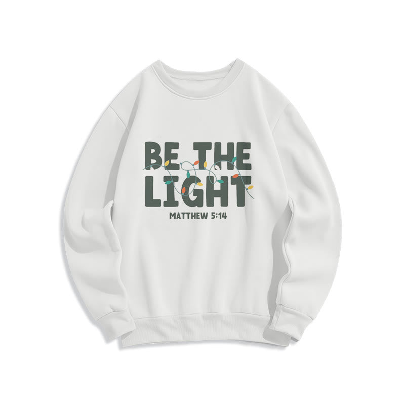 Felpa in poliestere foderata in pile con scritta "Be The Light" Christianartworkshop Quotetion Style - Bianco - 2XL - image 0