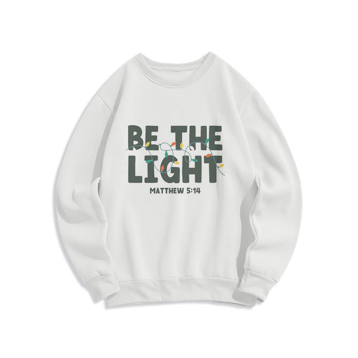 Felpa in poliestere foderata in pile con scritta "Be The Light" Christianartworkshop Quotetion Style - Bianco - 2XL - image 0
