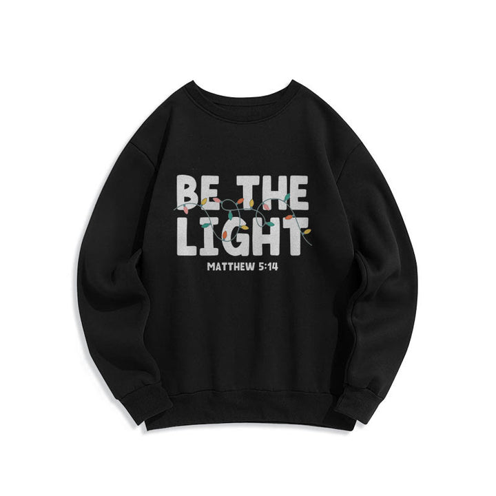 Felpa in poliestere foderata in pile con scritta "Be The Light" Christianartworkshop Quotetion Style - Nero - 2XL - image 6