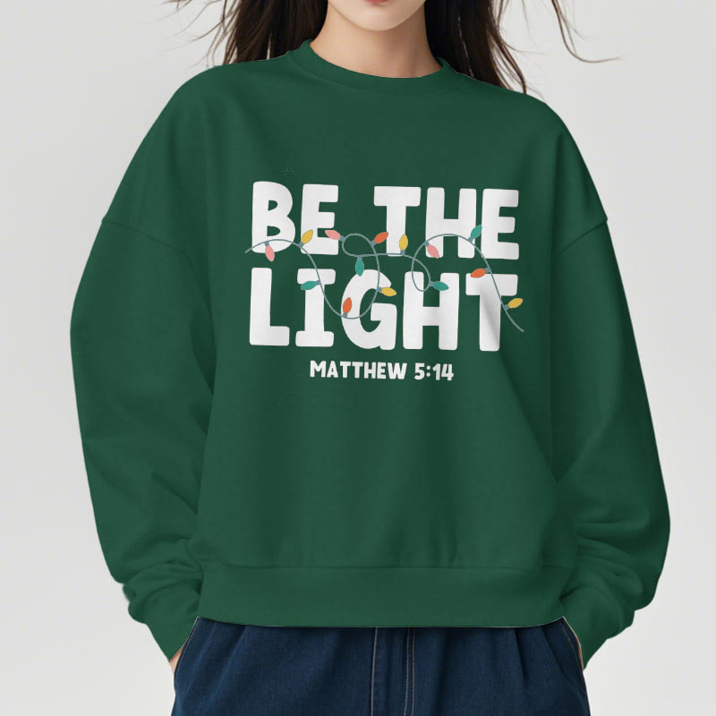 Felpa in poliestere foderata in pile con scritta "Be The Light" Christianartworkshop Quotetion Style - image 13
