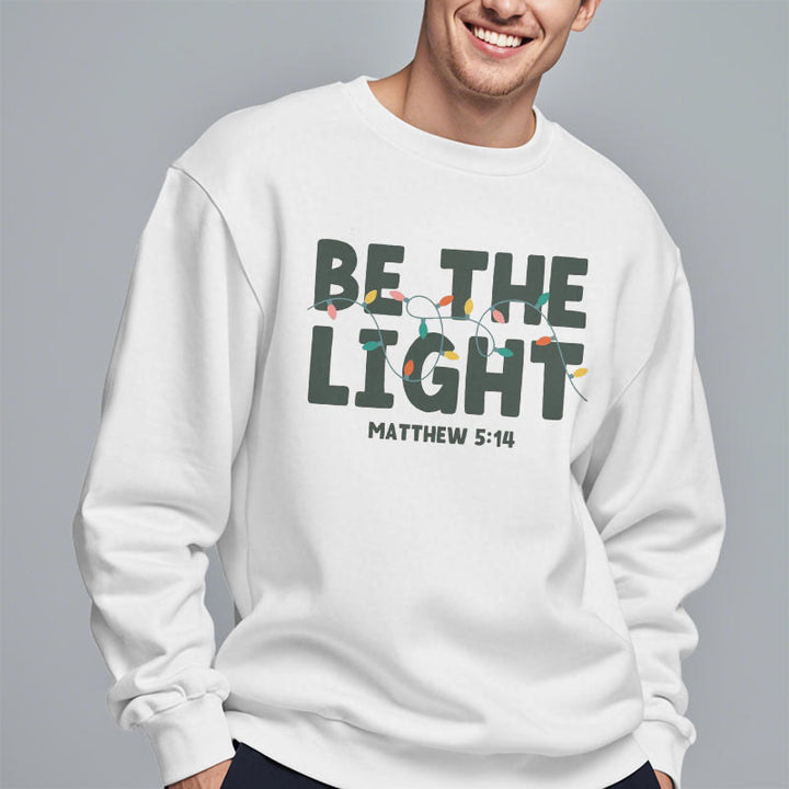 Felpa in poliestere foderata in pile con scritta "Be The Light" Christianartworkshop Quotetion Style - image 5