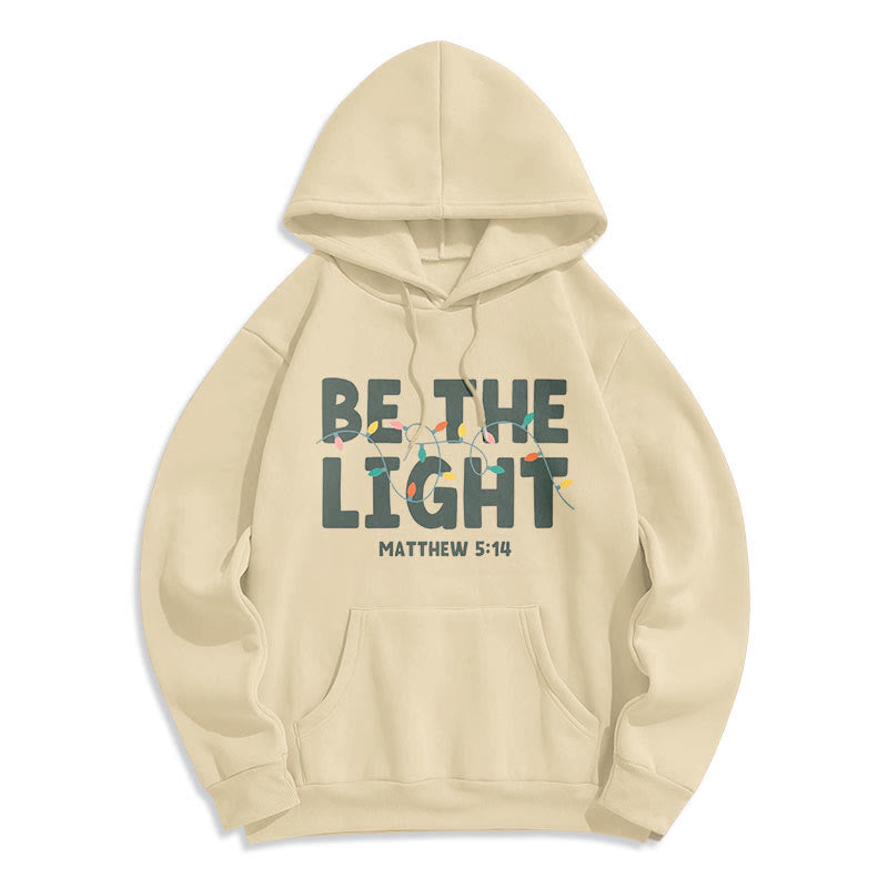 Felpa con cappuccio in poliestere foderata in pile "Be The Light" di Christianartworkshop Quotetion Style - Beige - 2XL - image 10