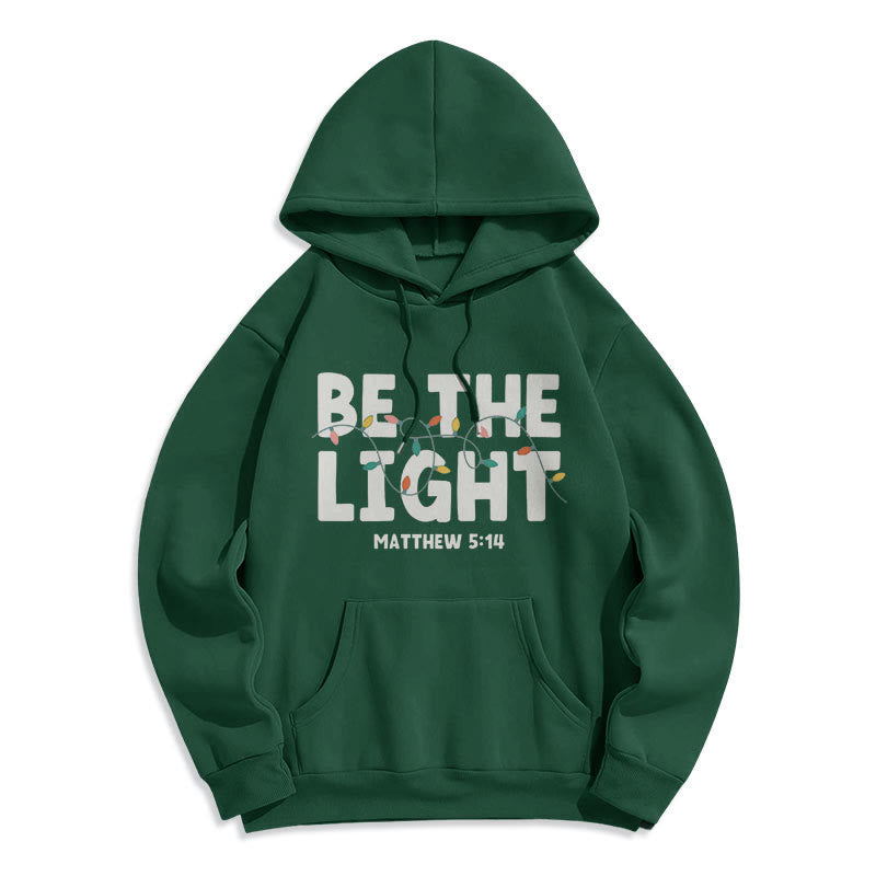 Felpa con cappuccio in poliestere foderata in pile "Be The Light" di Christianartworkshop Quotetion Style - Verde - 2XL - image 14