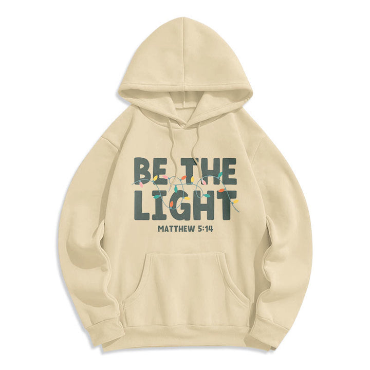 Felpa con cappuccio in poliestere foderata in pile "Be The Light" Christianartworkshop Quotetion Style - image 9