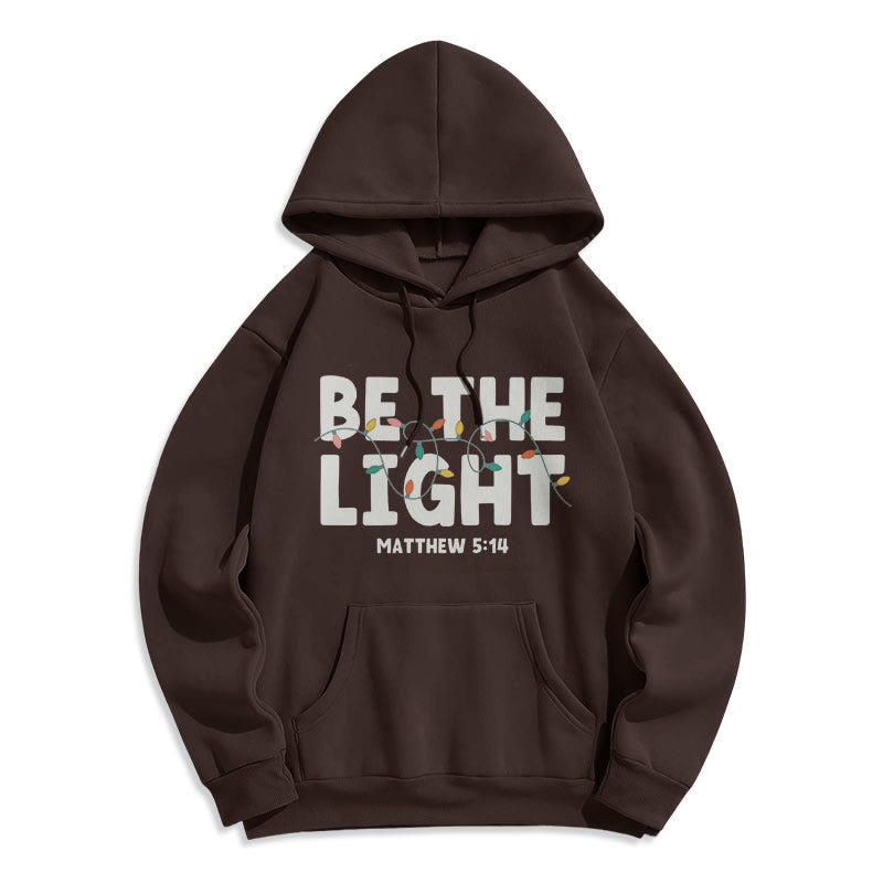 Felpa con cappuccio in poliestere foderata in pile "Be The Light" di Christianartworkshop Quotetion Style - Marrone - 2XL - image 12