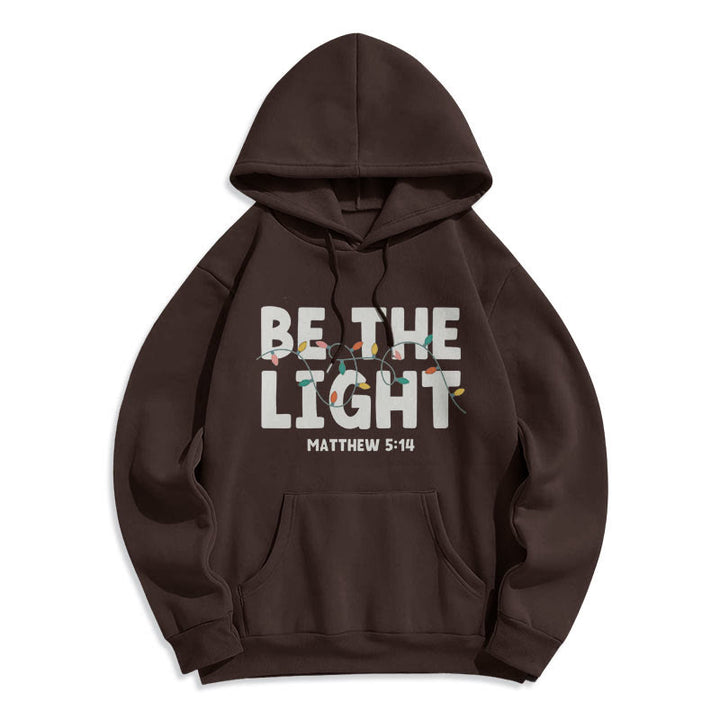 Felpa con cappuccio in poliestere foderata in pile "Be The Light" di Christianartworkshop Quotetion Style - Marrone - 2XL - image 12