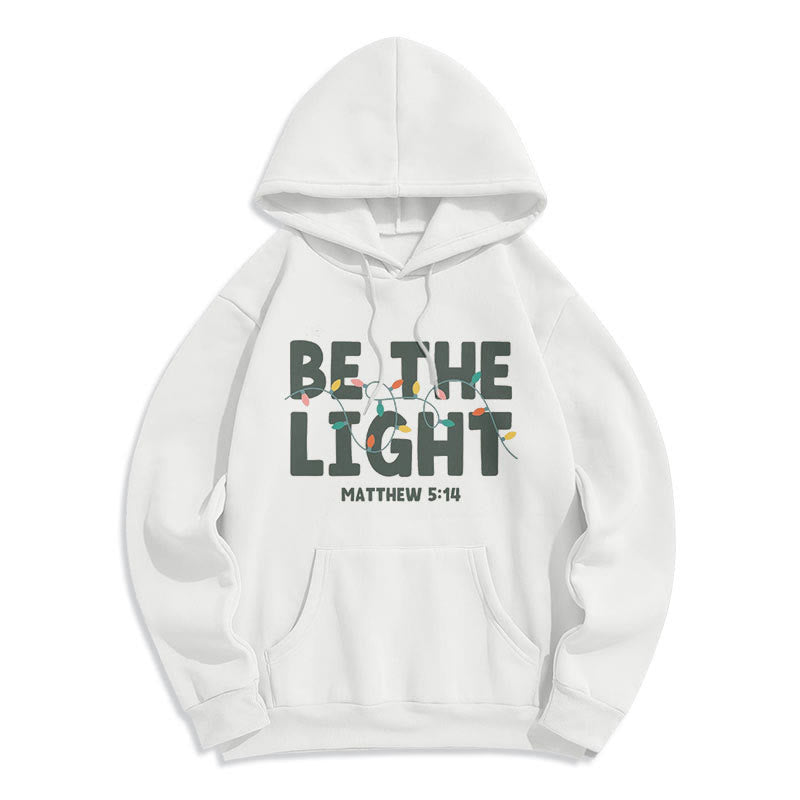 Felpa con cappuccio in poliestere foderata in pile "Be The Light" di Christianartworkshop Quotetion Style - Bianco - 2XL - image 8