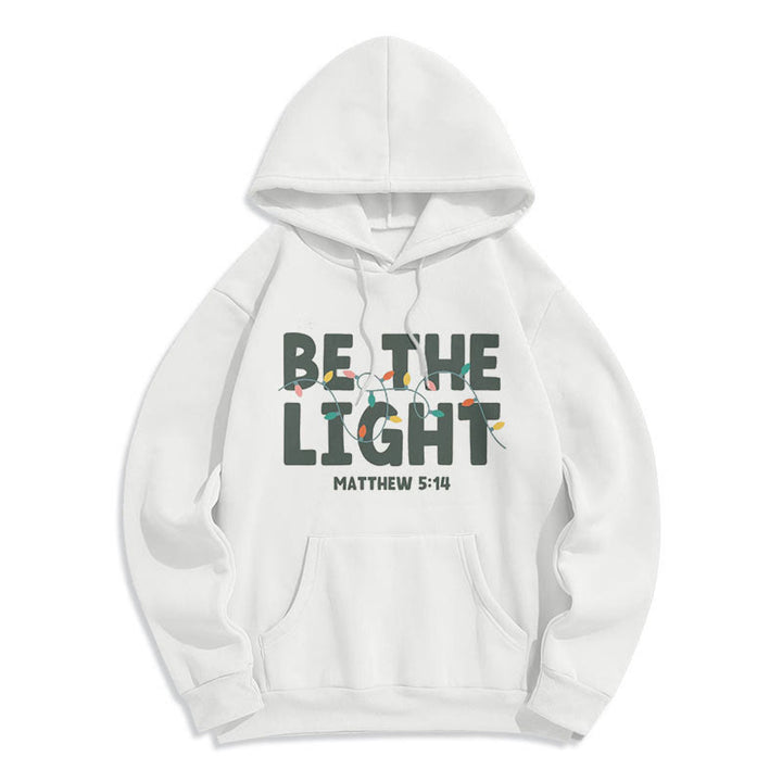 Felpa con cappuccio in poliestere foderata in pile "Be The Light" di Christianartworkshop Quotetion Style - Bianco - 2XL - image 8