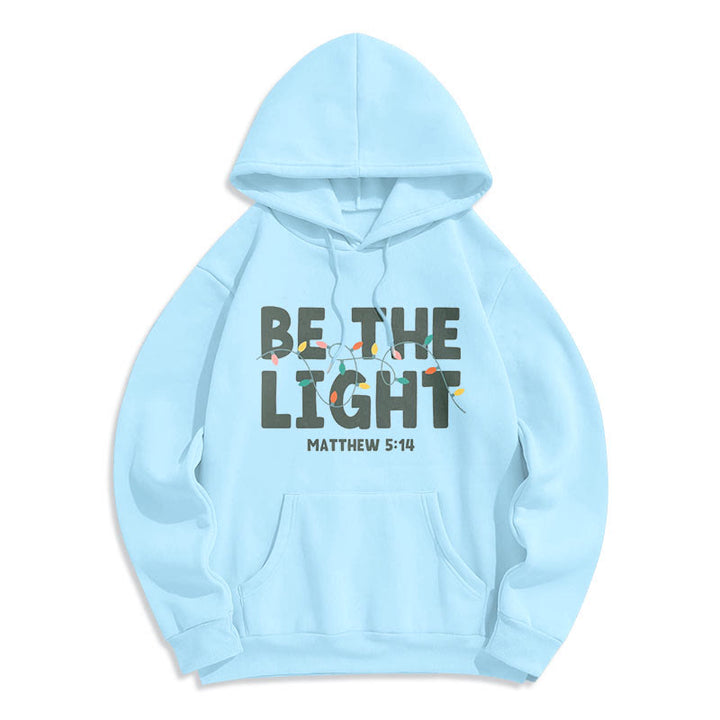 Felpa con cappuccio in poliestere foderata in pile "Be The Light" di Christianartworkshop Quotetion Style - Blu - 2XL - image 16