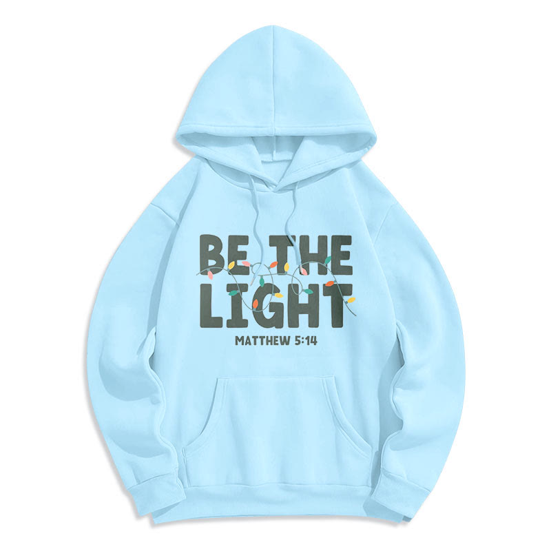 Felpa con cappuccio in poliestere foderata in pile "Be The Light" Christianartworkshop Quotetion Style - image 15