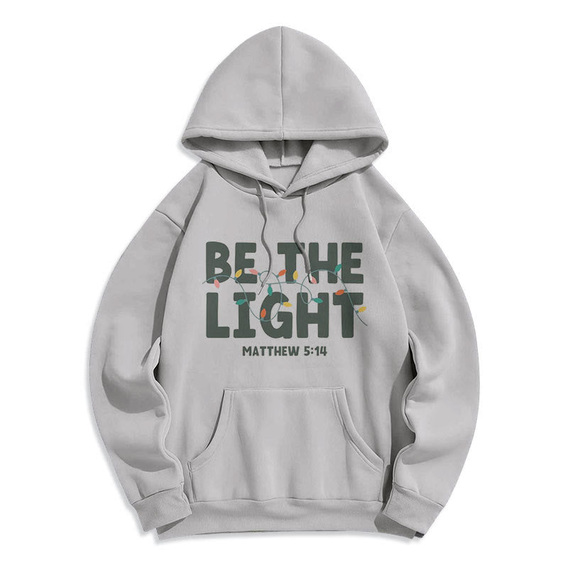 Felpa con cappuccio in poliestere foderata in pile "Be The Light" di Christianartworkshop Quotetion Style - Grigio - 2XL - image 18