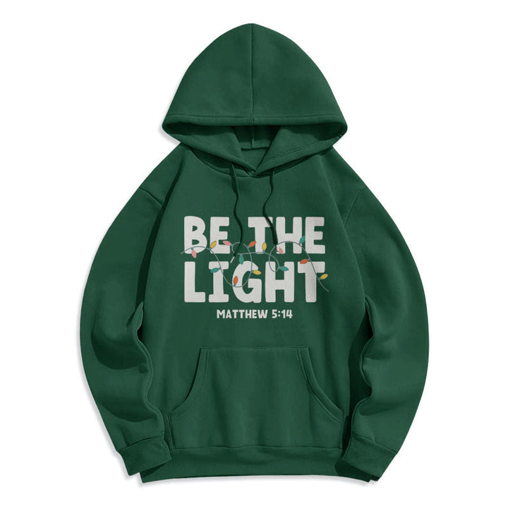 Felpa con cappuccio in poliestere foderata in pile "Be The Light" Christianartworkshop Quotetion Style - image 13