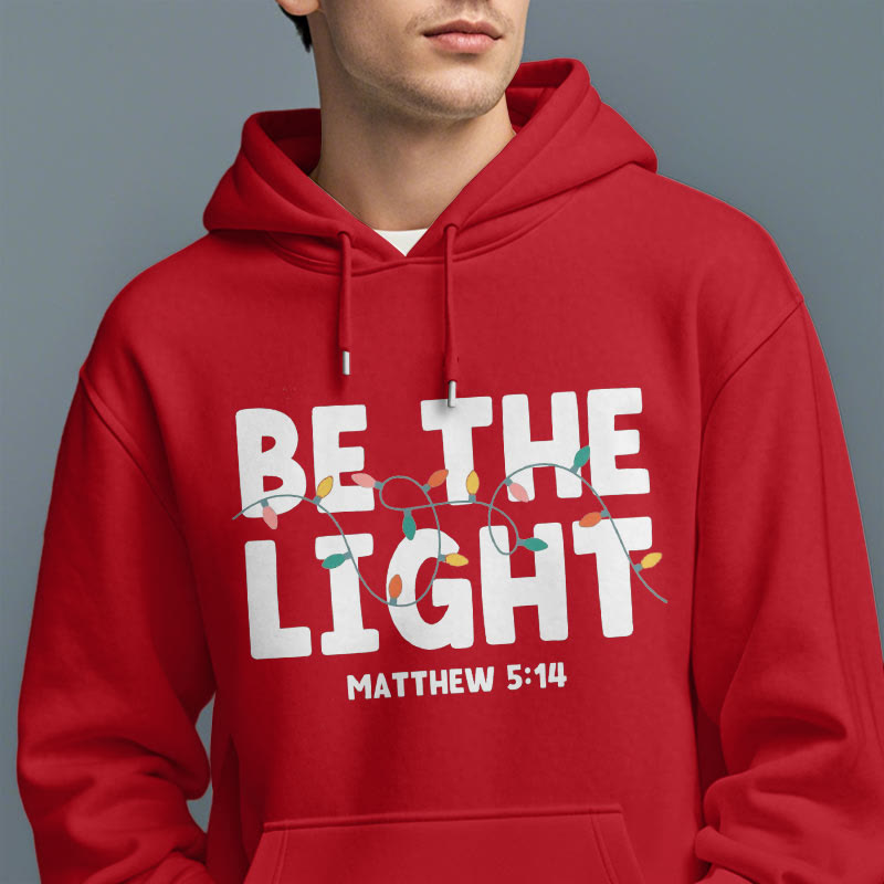 Felpa con cappuccio in poliestere foderata in pile "Be The Light" Christianartworkshop Quotetion Style - image 4