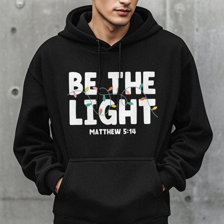 Felpa con cappuccio in poliestere foderata in pile "Be The Light" Christianartworkshop Quotetion Style - image 6