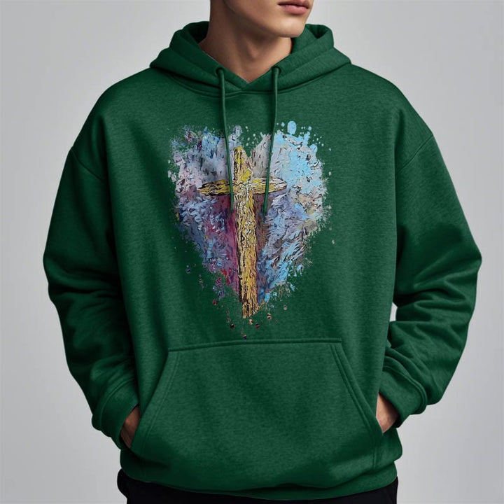 Felpa con cappuccio in poliestere foderata in pile con motivo a croce radiosa della speranza in stile colorato Christianartworkshop - image 12