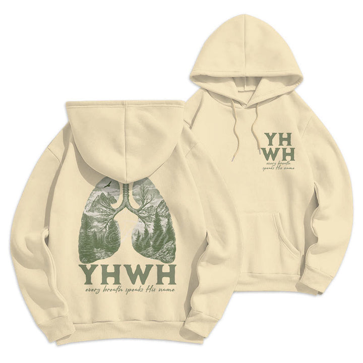 Felpa con cappuccio in poliestere foderata in pile con citazione "Ogni respiro dice il suo nome" Christianartworkshop - Beige - 2XL - image 9