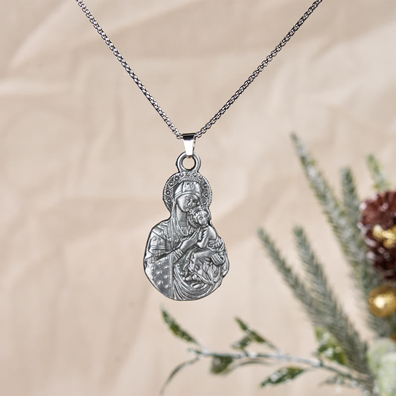 Collana con ciondolo simbolo della fede Madonna col Bambino in stile classico Christianartworkshop - image 6