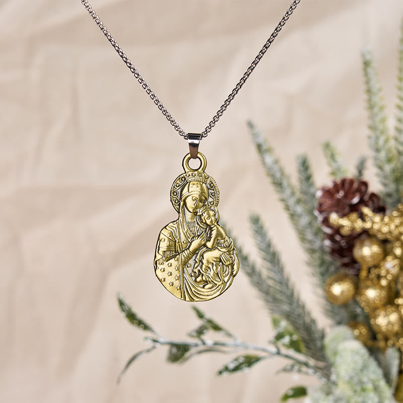 Collana con ciondolo simbolo della fede Madonna col Bambino in stile classico Christianartworkshop - image 4