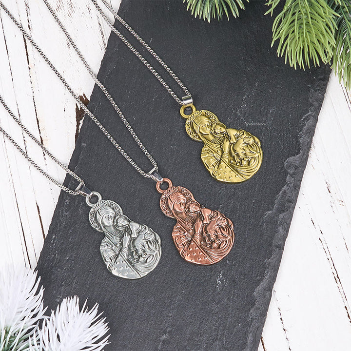 Collana con ciondolo simbolo della fede Madonna col Bambino in stile classico Christianartworkshop - image 7