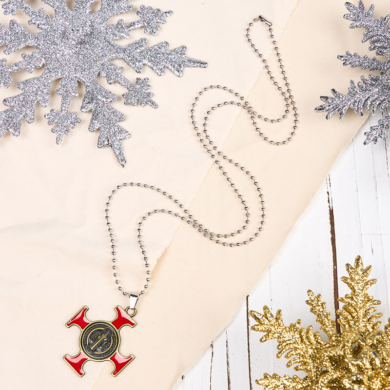 Collana con ciondolo di protezione della croce di San Benedetto in stile classico Christianartworkshop - Rosso - image 4