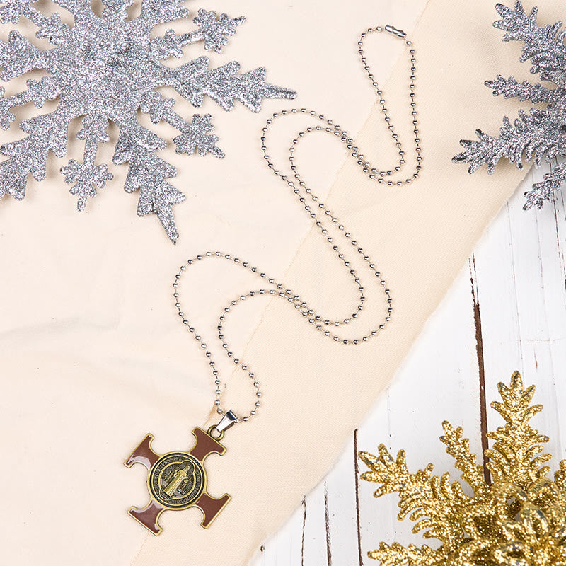 Collana con ciondolo di protezione della croce di San Benedetto in stile classico Christianartworkshop - Marrone - image 5