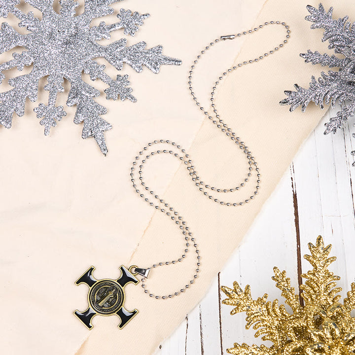 Collana con ciondolo di protezione della croce di San Benedetto in stile classico Christianartworkshop - Nero - image 6