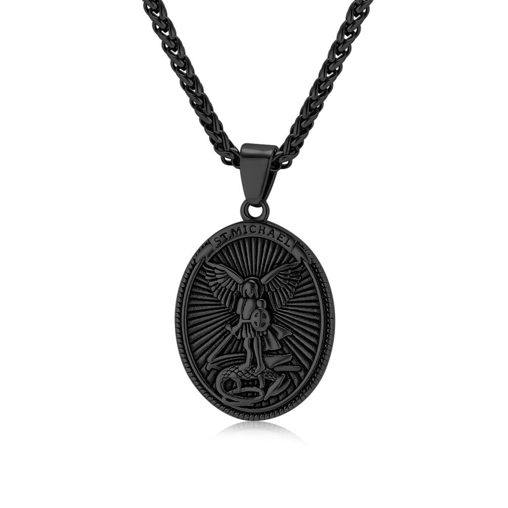 Collana con ciondolo in stile classico di San Michele Arcangelo, Efesini 6:10, Christianartworkshop - Nero - image 8