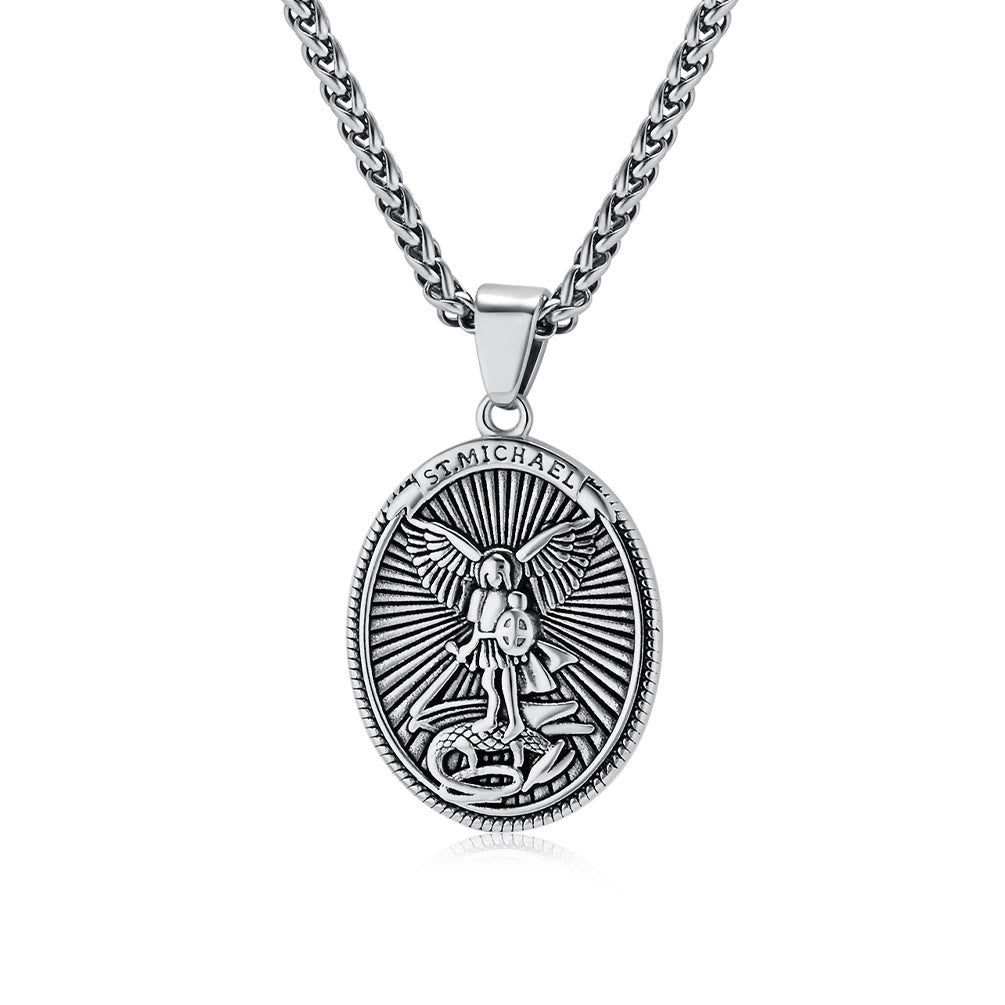 Collana con ciondolo in stile classico di San Michele Arcangelo, Efesini 6:10, Christianartworkshop - Argento - image 4