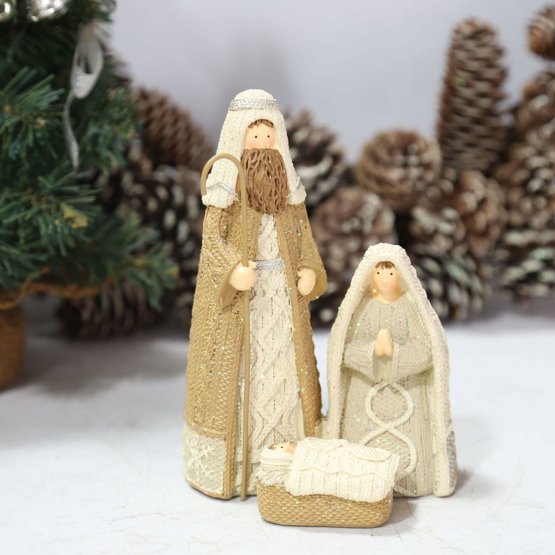 Christianartworkshop Statuetta della Sacra Famiglia in resina effetto maglia in stile classico, decorazione da tavolo - image 1