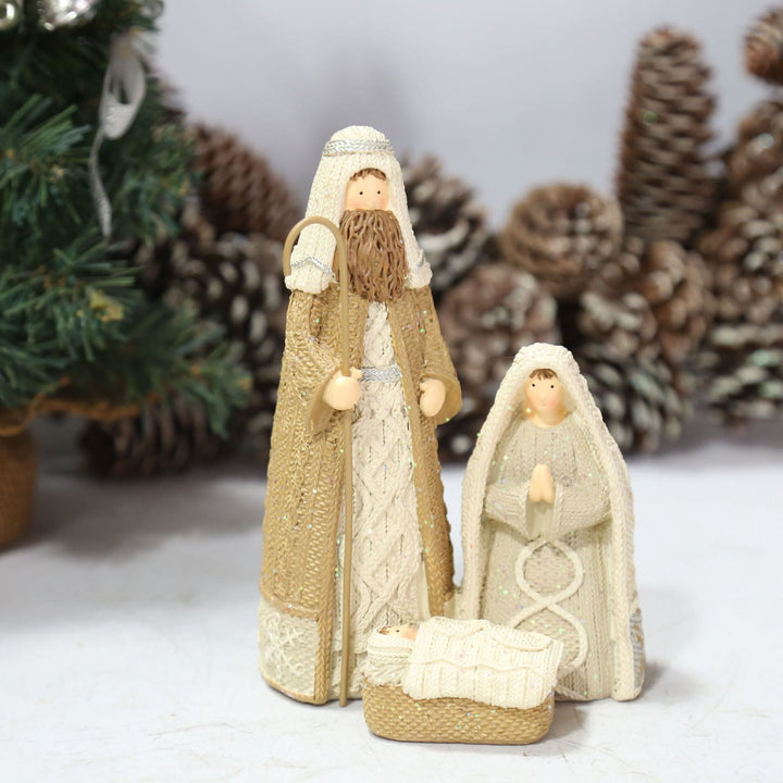 Christianartworkshop Statuetta della Sacra Famiglia in resina effetto maglia in stile classico, decorazione da tavolo - image 1