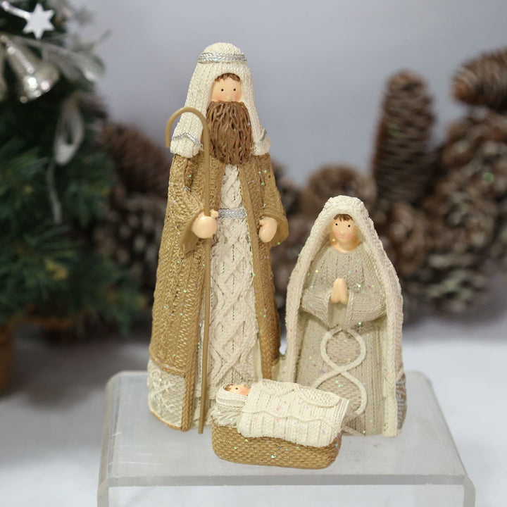 Christianartworkshop Statuetta della Sacra Famiglia in resina effetto maglia in stile classico, decorazione da tavolo - Resina - image 0