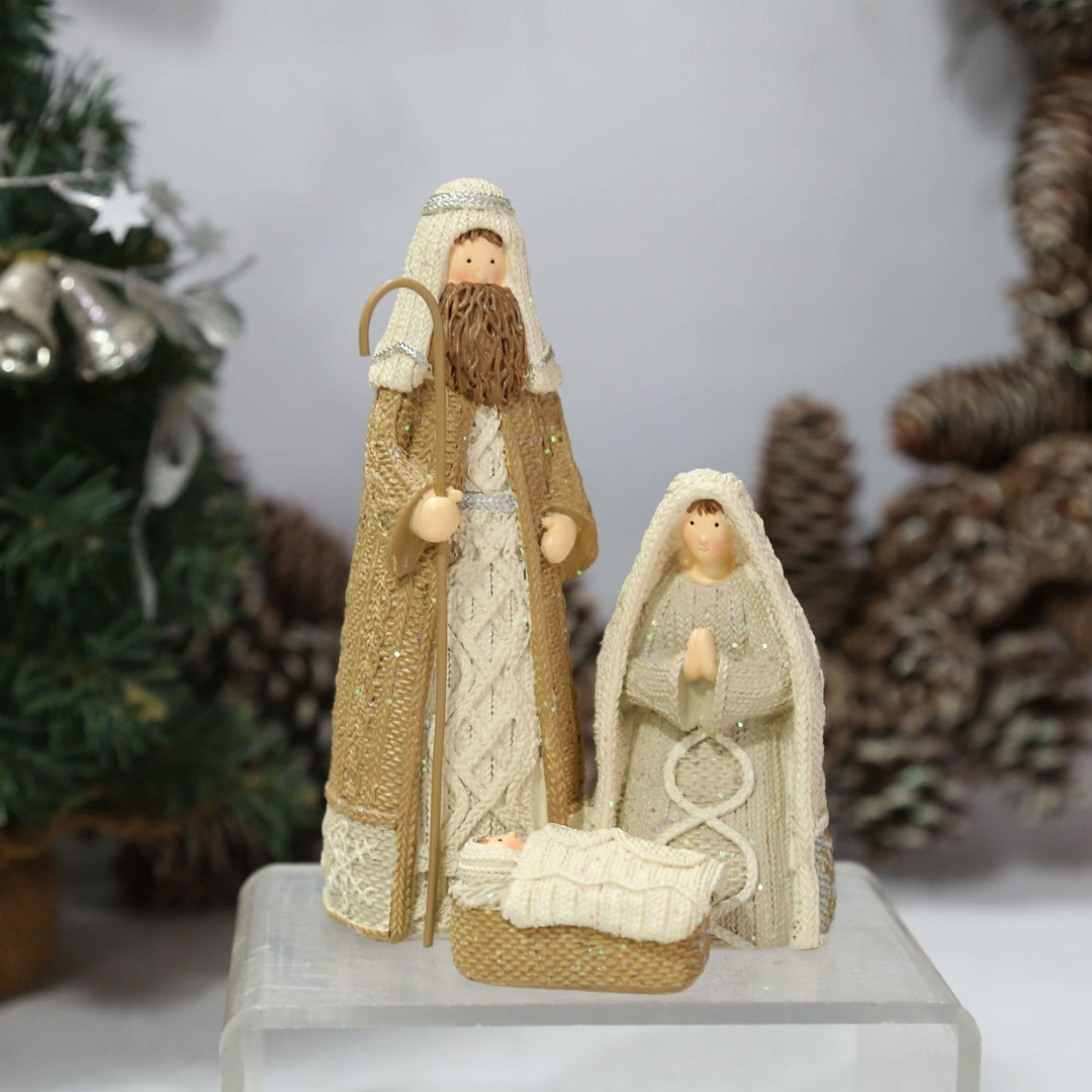 Christianartworkshop Statuetta della Sacra Famiglia in resina effetto maglia in stile classico, decorazione da tavolo - image 2