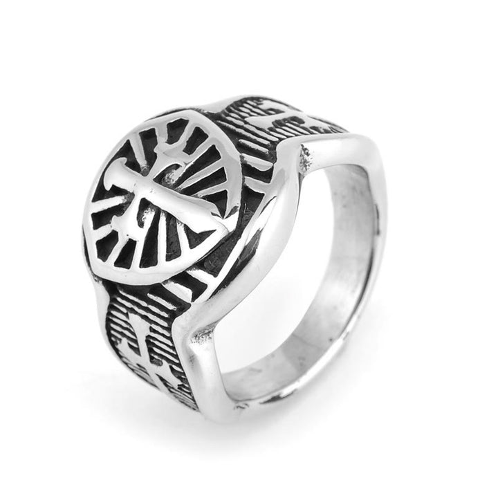 Christianartworkshop Anello di protezione divina con scudo e croce in stile moderno - Argento - US 13 - image 1