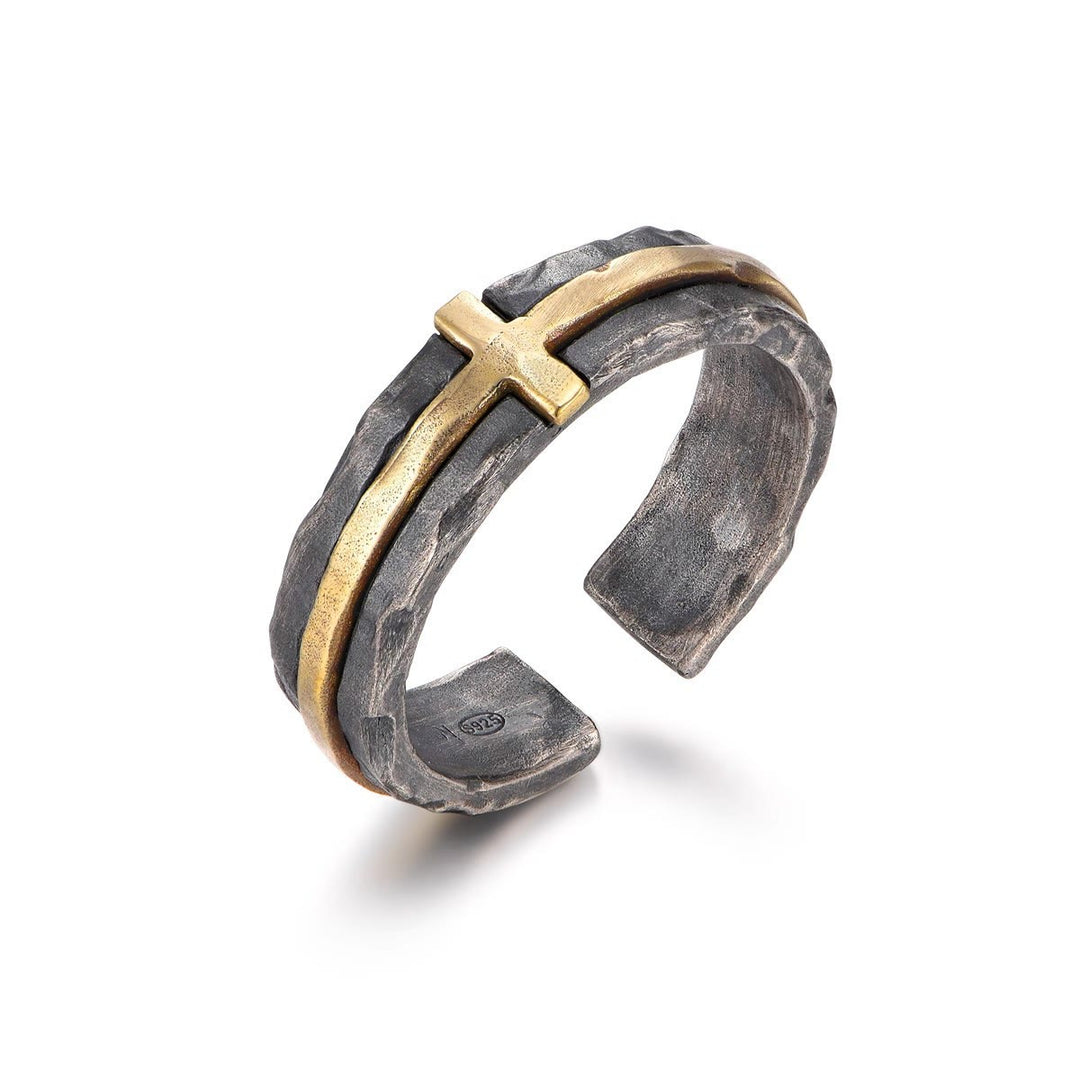 Christianartworkshop Anello con croce benedetta in stile classico ed elegante in stile rustico - image 0