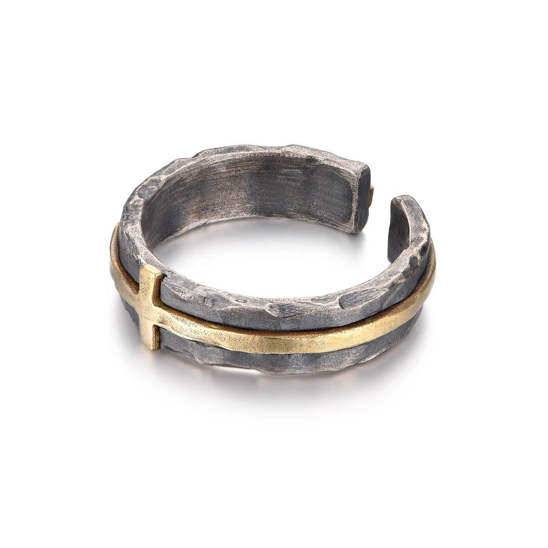 Christianartworkshop Anello con croce benedetta in stile classico ed elegante in stile rustico - image 1