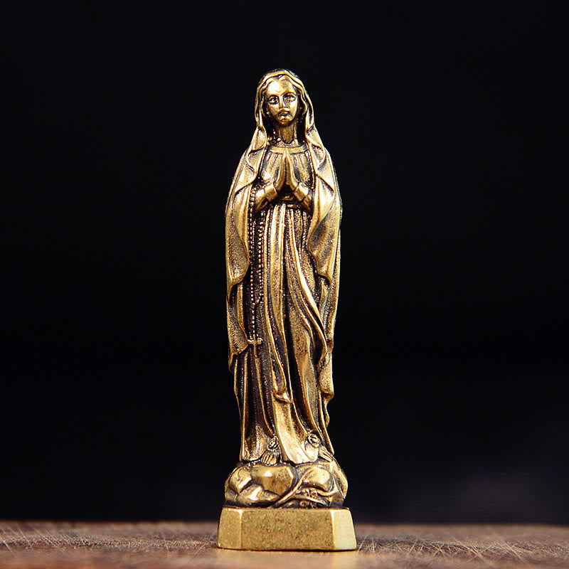 Christianartworkshop Statua della Vergine Maria in ottone, in stile classico, raffigurante la Madonna che prega per noi. - Nostra Signora prega per noi - image 0