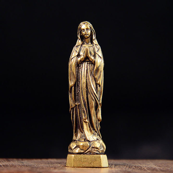 Christianartworkshop Statua della Vergine Maria in ottone, in stile classico, raffigurante la Madonna che prega per noi. - Nostra Signora prega per noi - image 0