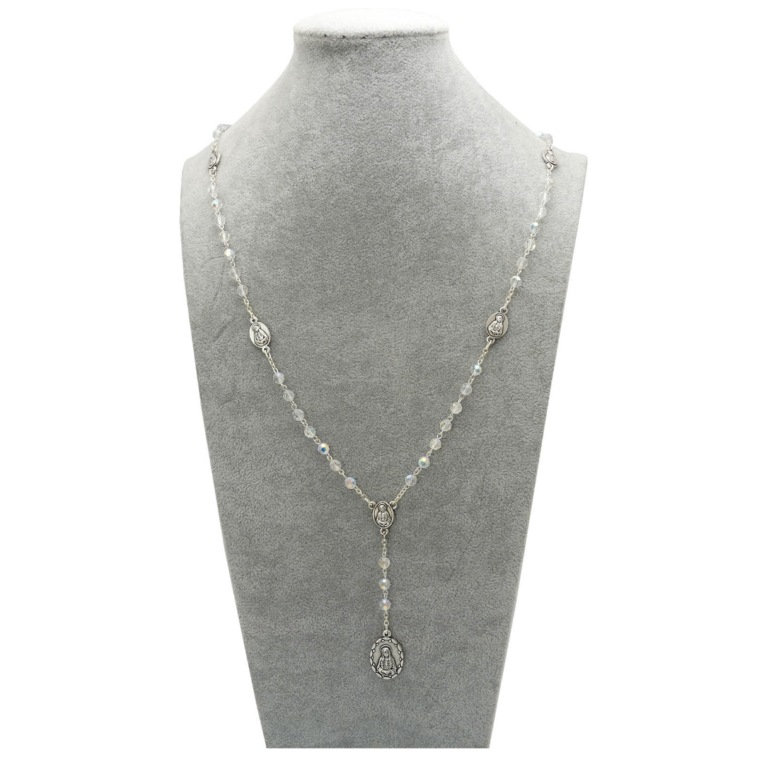 Rosario in lega di cristallo trasparente con catena poliedrica della Vergine Maria da 6 mm Christianartworkshop - image 3