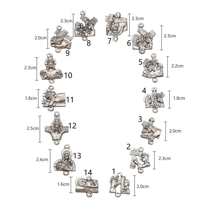 Christianartworkshop Via Crucis 14 Stazioni della Via Crucis Rosario ovale in lega di madreperla/legno d'ulivo - image 4