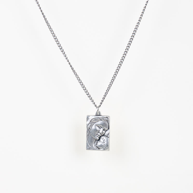 Collana con ciondolo amuleto in rilievo raffigurante Madonna col Bambino in stile classico Christianartworkshop - image 4