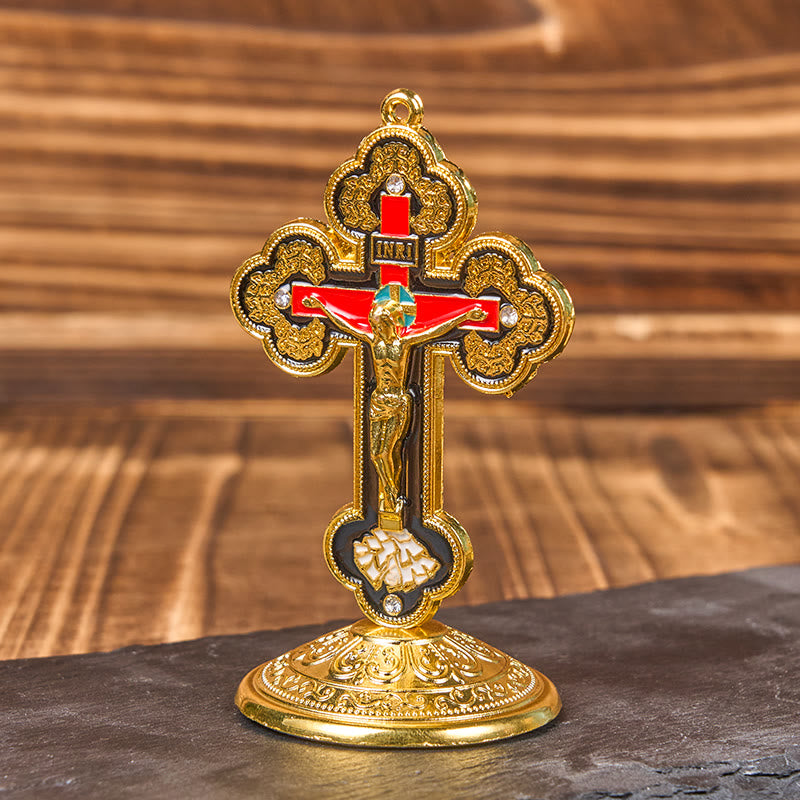 Christianartworkshop - Supporto per crocifisso decorato, stile classico retrò, ornamenti da tavolo - image 12