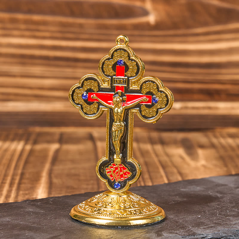 Christianartworkshop - Supporto per crocifisso decorato, stile classico retrò, ornamenti da tavolo - image 11